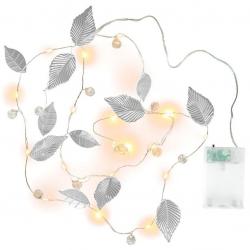 Osvětlení perly a stříbrné listy, 20 LED, teplá bílá, 2 kusy