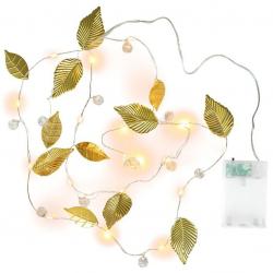 Osvětlení perly a zlaté listy, 20 LED, teplá bílá, 2 kusy