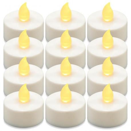 Dekorativní sada LED čajových svíček na baterie, bílé, 12 ks
