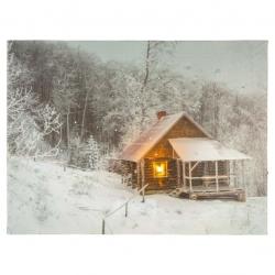 Nástěnná malba Zimní dům, 1 LED, 30 x 40 cm