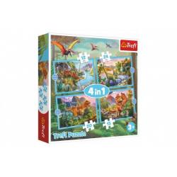 Puzzle 4v1 Unikátní dinosauři 28,5x20,5cm v krabici 28x28x6cm