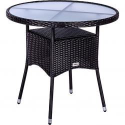 STILISTA Odkládací stolek, 80 x 80 x 75 cm, polyratan, černý