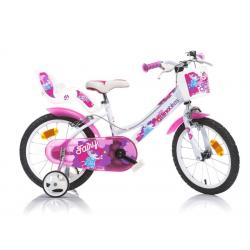 Dětské kolo Dino 16&quot , HiTech ocel, růžové/bílé