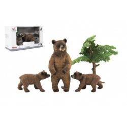 Zvířátka safari ZOO medvěd, 10 cm, 4 ks