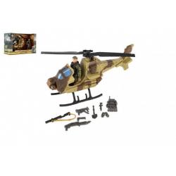 Vrtulník/Helikoptéra s vojákem, plast, 27 x 18 x 11,5 cm