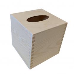 Dřevěná krabička na kapesníky, čtvercová, 13 x 13 x 13 cm
