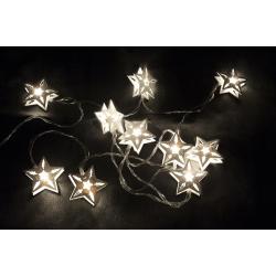 HOLZ Vánoční dekorativní řetěz - bílé hvězdy, 10 LED