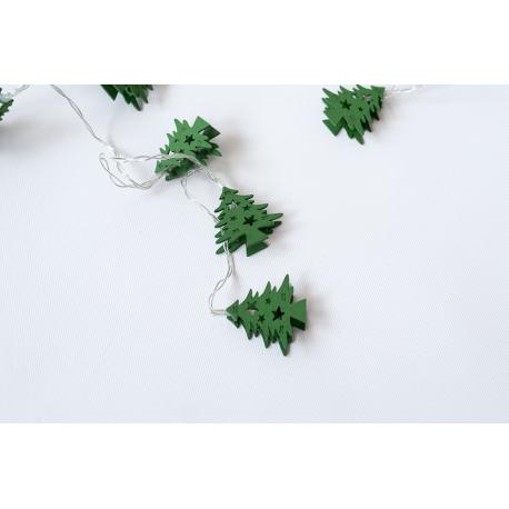 HOLZ Vánoční dekorativní řetěz - zelené stromky, 10 LED