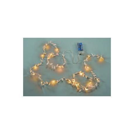 Vánoční LED osvětlení - látkové lístky, 20 LED, teple bílé