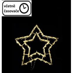 Vánoční dekorace na okno 34 cm, hvězda, 35 LED, teple bílá