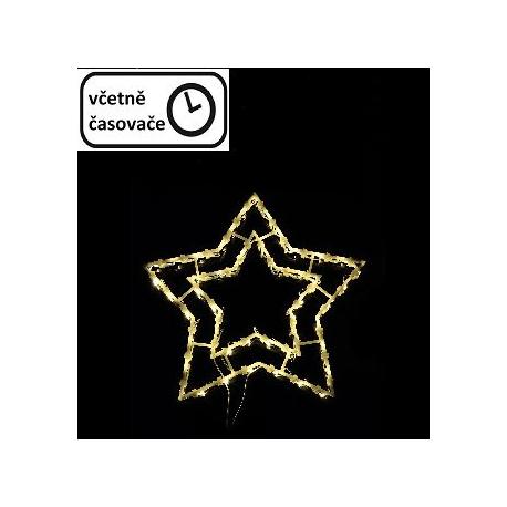 Vánoční dekorace na okno 34 cm, hvězda, 35 LED, teple bílá
