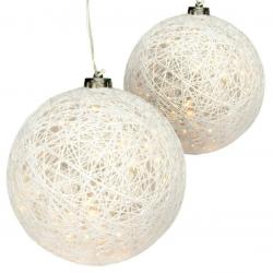 Sada 2 dekorovaných koulí - 40 LED, teplá bílá
