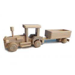 Dřevěný traktor s valníkem, 42 x 8 x 13 cm