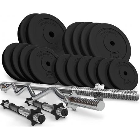 PHYSIONIC Vzpěračský set se závažím, hvězdicové zámky, 57 kg