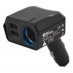 Adaptér pevný 12V + 2x USB 2400mA SELECT