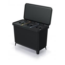 Odpadkový koš Prosperplast SYSTEMA, 3x10 l, černý