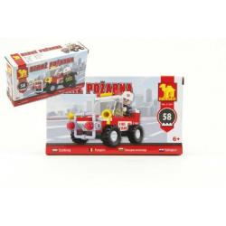 Stavebnice Dromader Hasiči Auto 21201 58ks v krabici 16,5x9,5x4,5cm