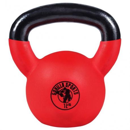 Gorilla Sports kettlebell činka, pogumovaný povrch, 12 kg