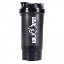 Gorilla Sports Shaker s přihrádkou, 500 ml černý