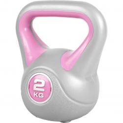 Gorilla Sports Kettlebell činka, vinylová, růžová, 2 kg