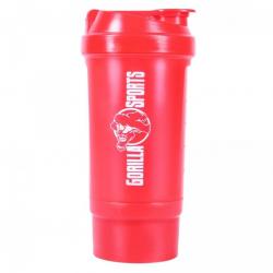 Gorilla Sports Shaker s přihrádkou, 500 ml červený