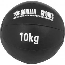 Gorilla Sports Kožený medicinbal, 10 kg, černý