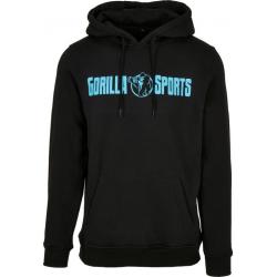 Gorilla Sports Mikina s kapucí, černá/neonově tyrkysová, 2XL