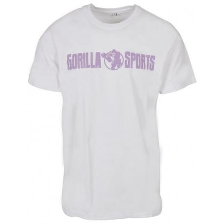 Gorilla Sports Sportovní tričko s potiskem, bílo/fialová 2XL