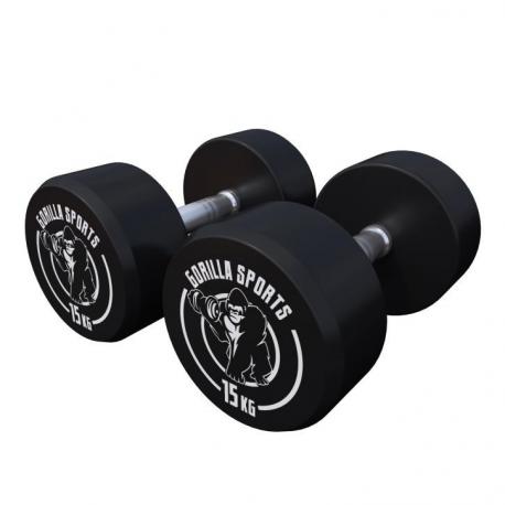 Gorilla Sports Kulaté jednoruční činky, gumové, 2 x 15 kg