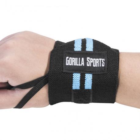 Gorilla Sports Bandáž na zápěstí, černá/modrá, 2 ks