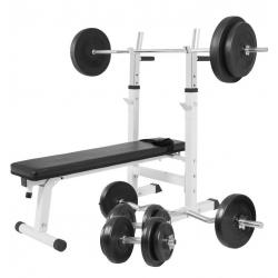 Gorilla Sports Posilovací lavice + nakládací set, 100 kg