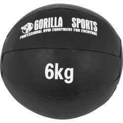 Gorilla Sports Kožený medicinbal, 6 kg, černý