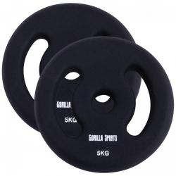 Gorilla Sports Sada zátěžových kotoučů 2 x 5 kg, černá