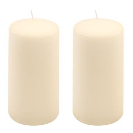 Sada sloupových svíček, 15 cm, Ø 7,5 cm, krémové, 2 ks