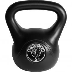 Gorilla Sports kettlebell činka, plast, černá, 5 kg