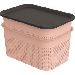 Box s víkem BRISEN, set 2x 4,5 L, růžová, antracit