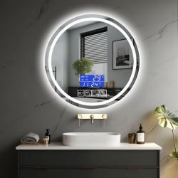 IREDA zrcadlo s LED osvětlením, kulaté, 70 cm + Bluetooth