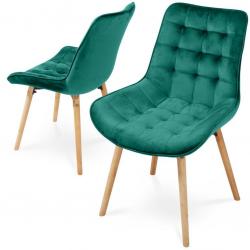 MIADOMODO Sada prošívaných jídelních židlí, zelená 2 ks