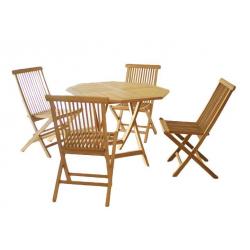 Zahradní set Gardenay z týkového dřeva, 1 stůl + 4 židle