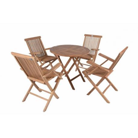 DIVERO zahradní venkovní nábytek z týkového dřeva s opěrkami Garth