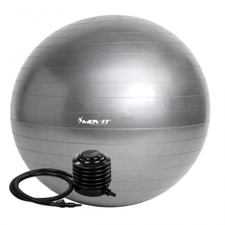 Gymnastický míč MOVIT s pumpou - 85 cm - stříbrný