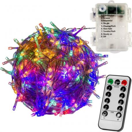 Vánoční LED osvětlení 10 m - barevné 100 LED + ovladač BATERIE