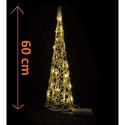 Vánoční dekorace - Akrylový kužel - 60 cm, teple bílé na baterie