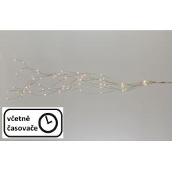 LED osvětlení stříbrný drát - teple bílý, 64 LED