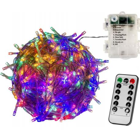 Vánoční osvětlení 5 m - barevné 50 LED na BATERIE ovladač