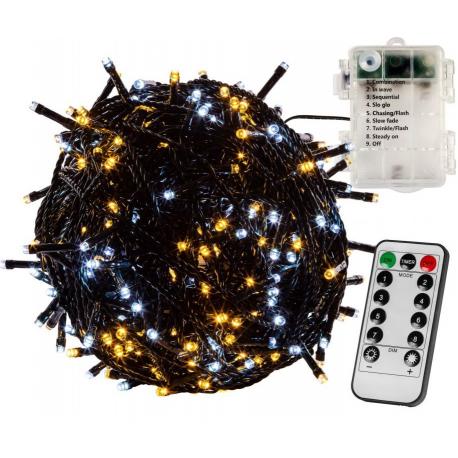 Vánoční osvětlení 10m - teple/studeně bílé 100LED na BATERIE