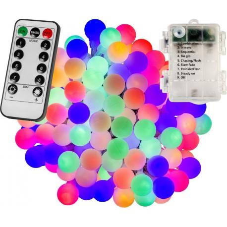 Párty LED osvětlení 10 m - barevné 100diod - BATERIE ovladač