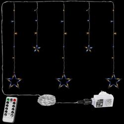 Vánoční řetěz - hvězdy - 61 LED teple/studeně bílá + ovladač