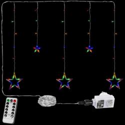 Vánoční řetěz - hvězdy - 61 LED barevná + ovladač