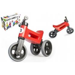 Odrážedlo červené FUNNY WHEELS 2v1 výška sedadla nastavitelná 28/31cm nosnost 50kg 18m+ v krabici